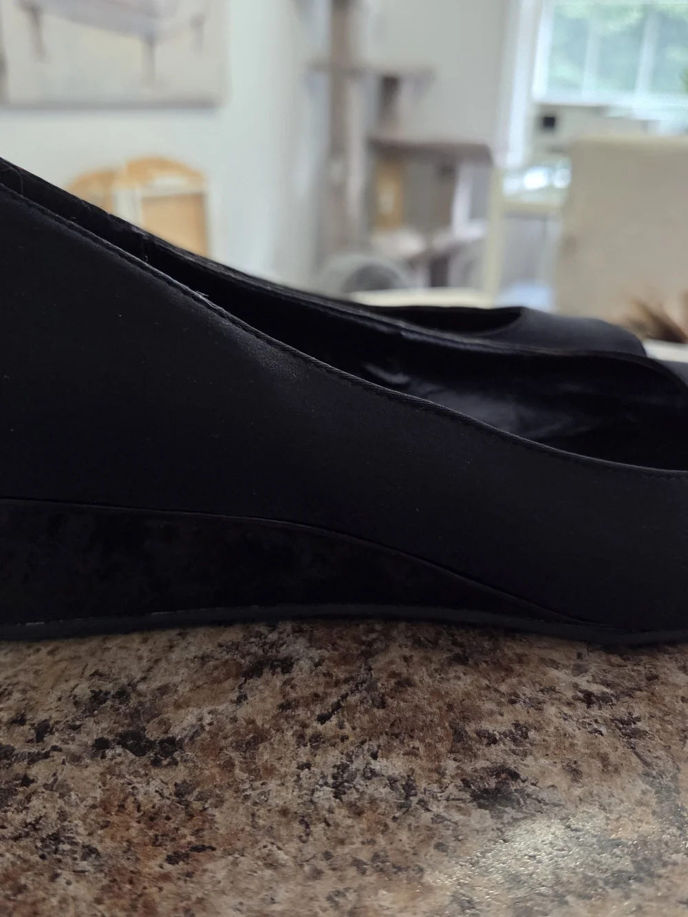 Bandolino Black Peep-Toe Wedges